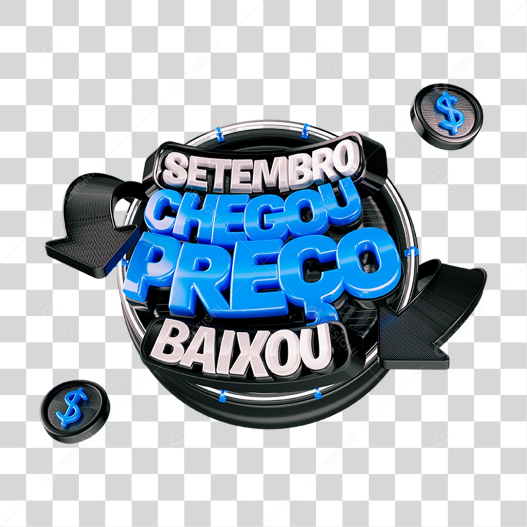 Selo 3D Setembro Chegou Preço Baixou PNG Transparente