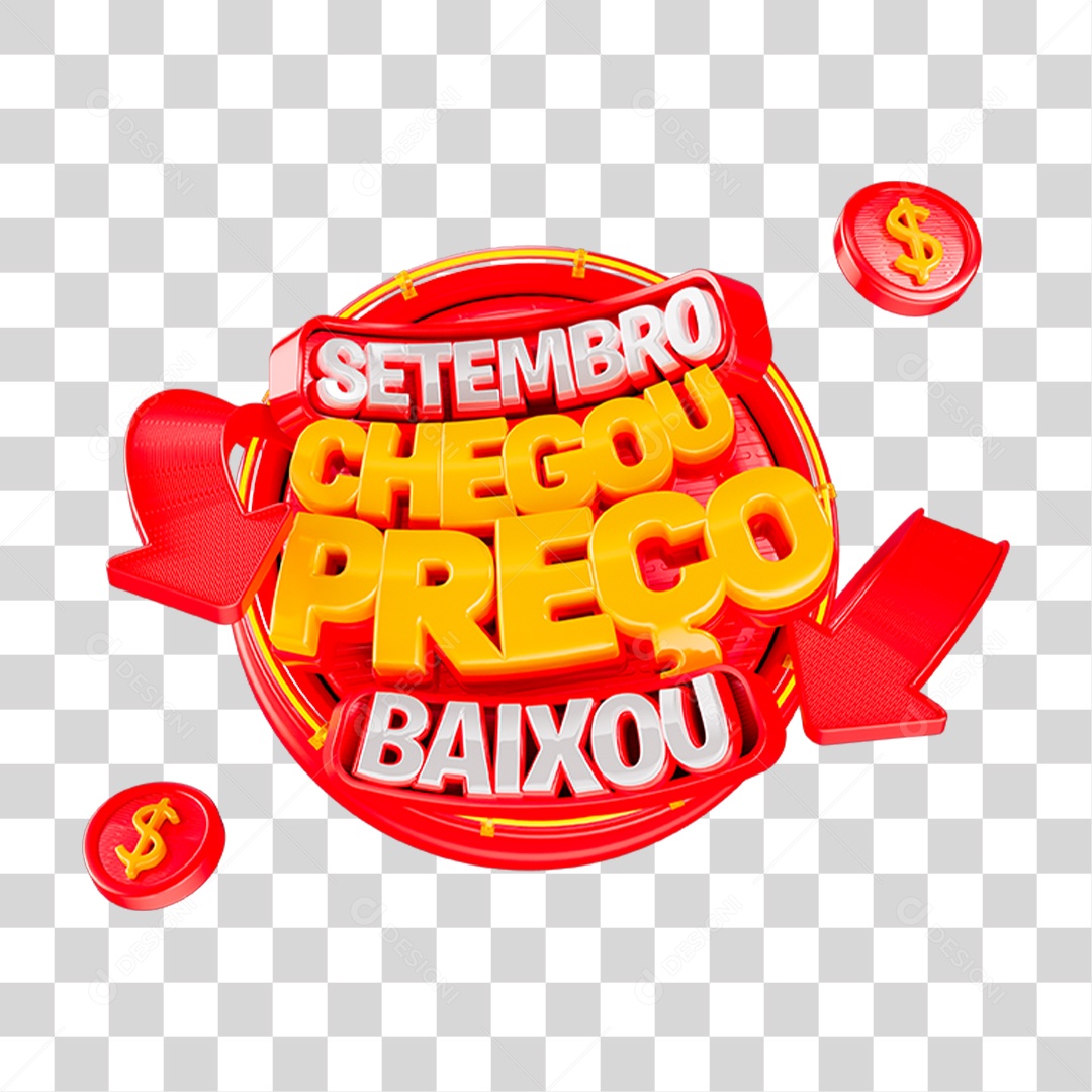 Selo 3D Setembro Chegou Preço Baixou PNG Transparente