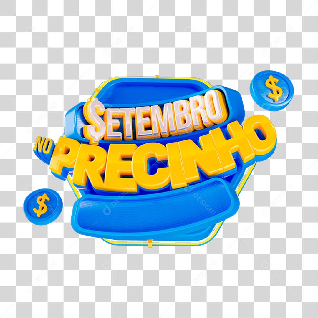 Selo 3D Setembro no Precinho PNG Transparente