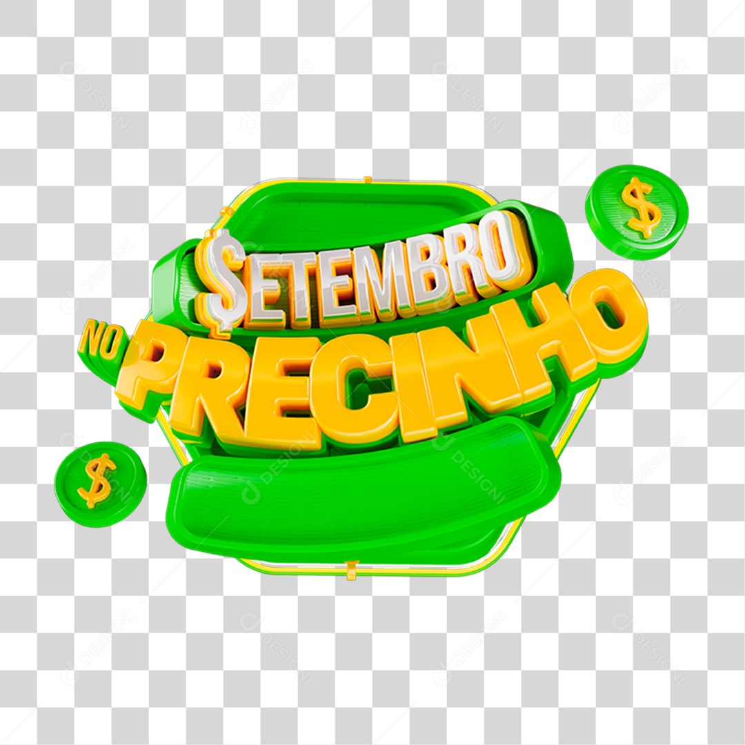 Selo 3D Setembro no Precinho PNG Transparente