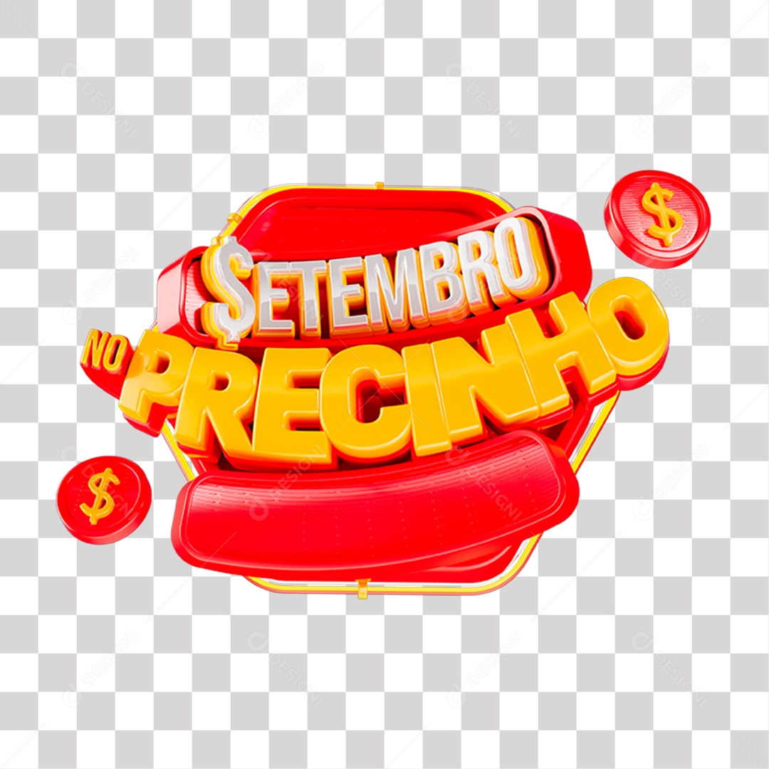 Selo 3D Setembro no Precinho PNG Transparente