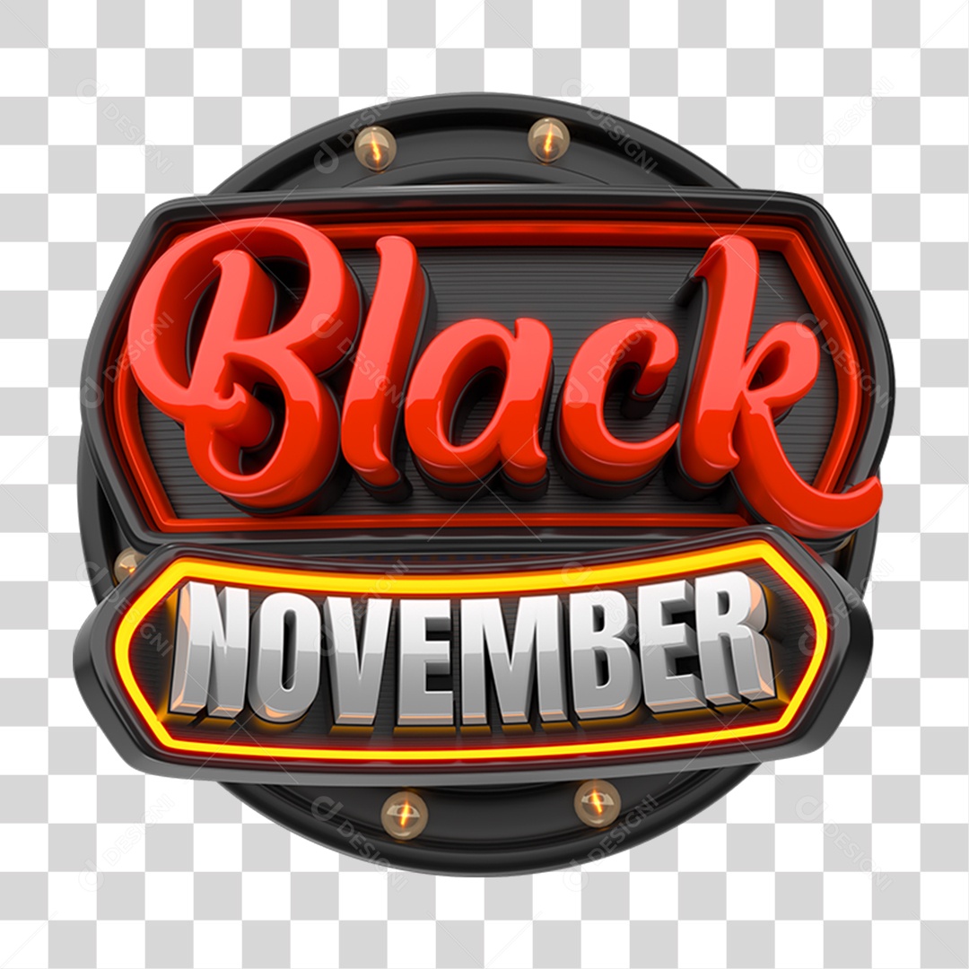 Selo 3D Black November PNG Transparente