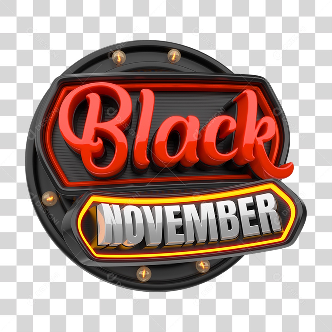 Selo 3D Black November PNG Transparente
