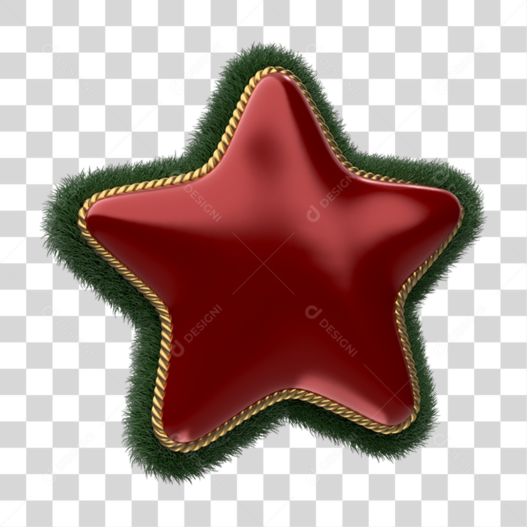 Elemento 3D Estrela Enfeite de Natal PNG Transparente
