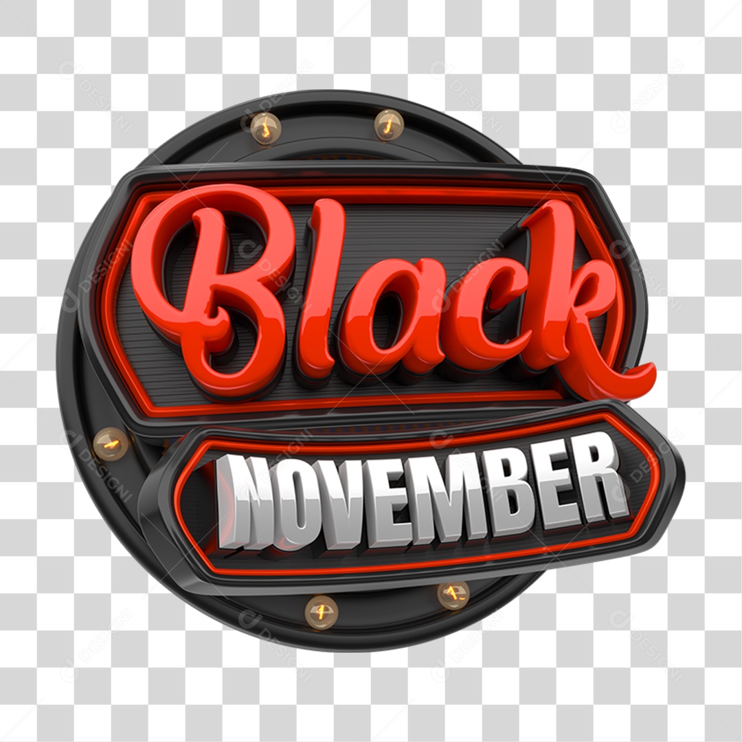 Selo 3D Black November PNG Transparente