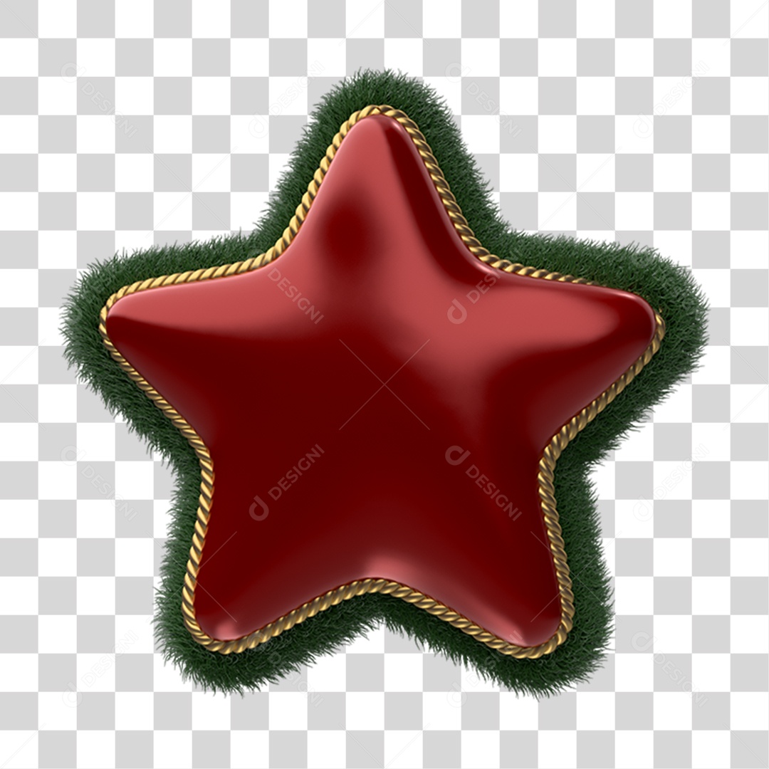 Elemento 3D Estrela Enfeite de Natal PNG Transparente