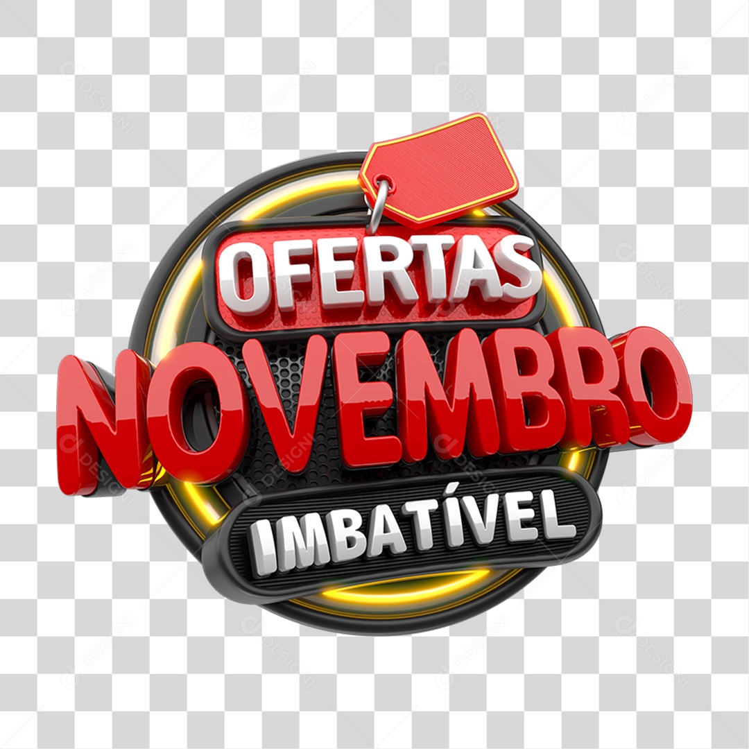 Selo 3D Ofertas Novembro Imbatível PNG Transparente