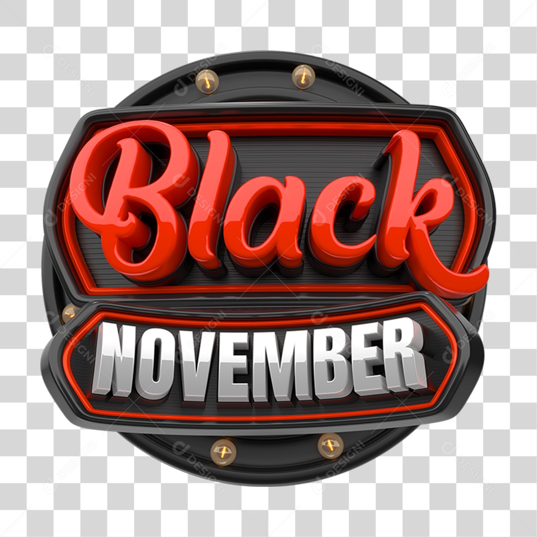 Selo 3D Black November PNG Transparente