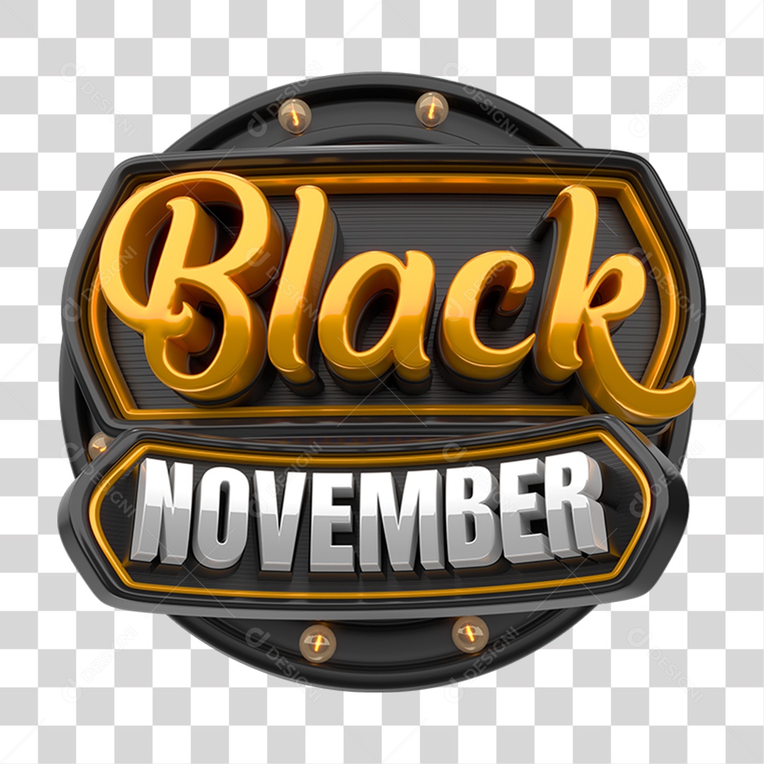 Selo 3D Black November PNG Transparente