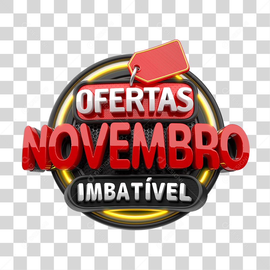 Selo 3D Ofertas Novembro Imbatível PNG Transparente
