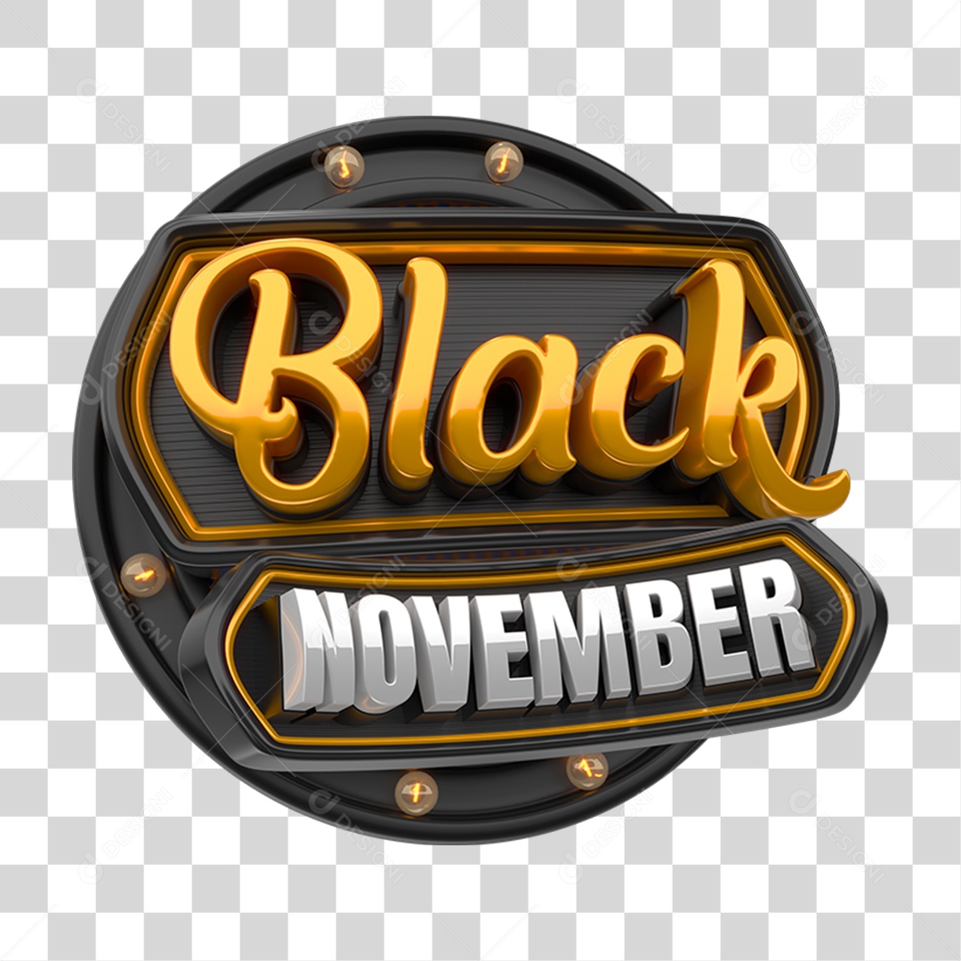 Selo 3D Black November PNG Transparente