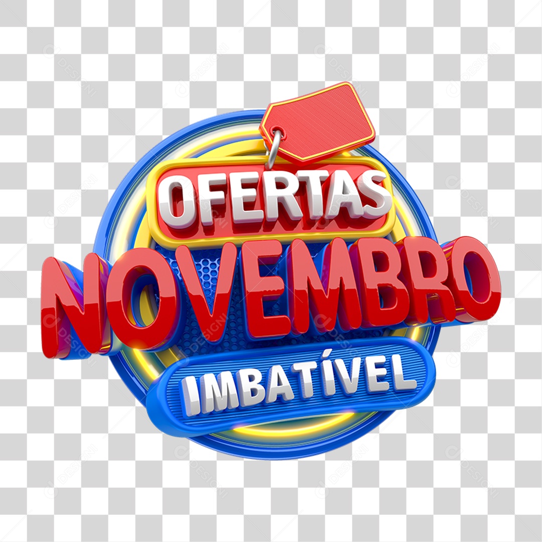 Selo 3D Ofertas Novembro Imbatível PNG Transparente