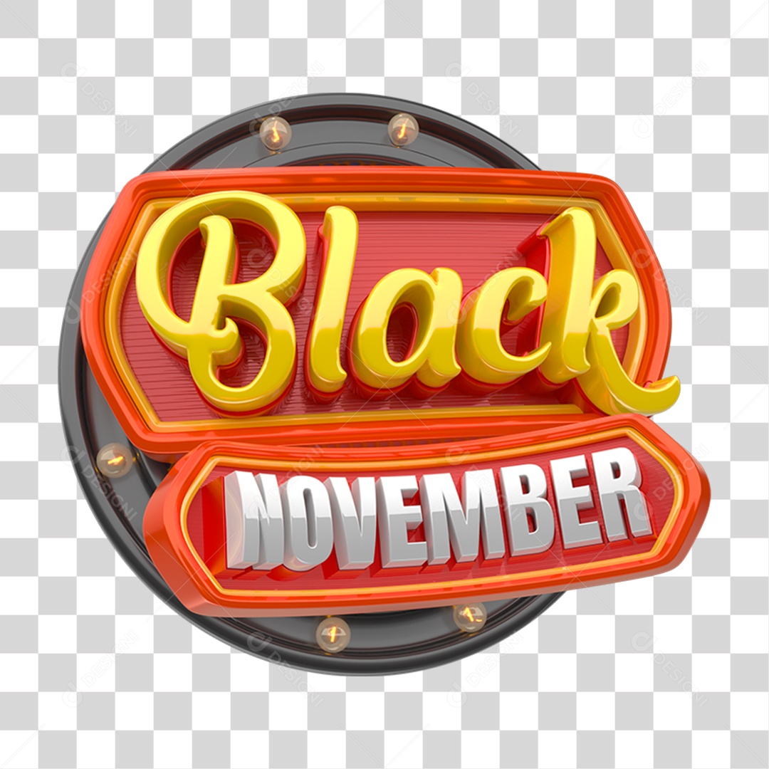 Selo 3D Black November PNG Transparente
