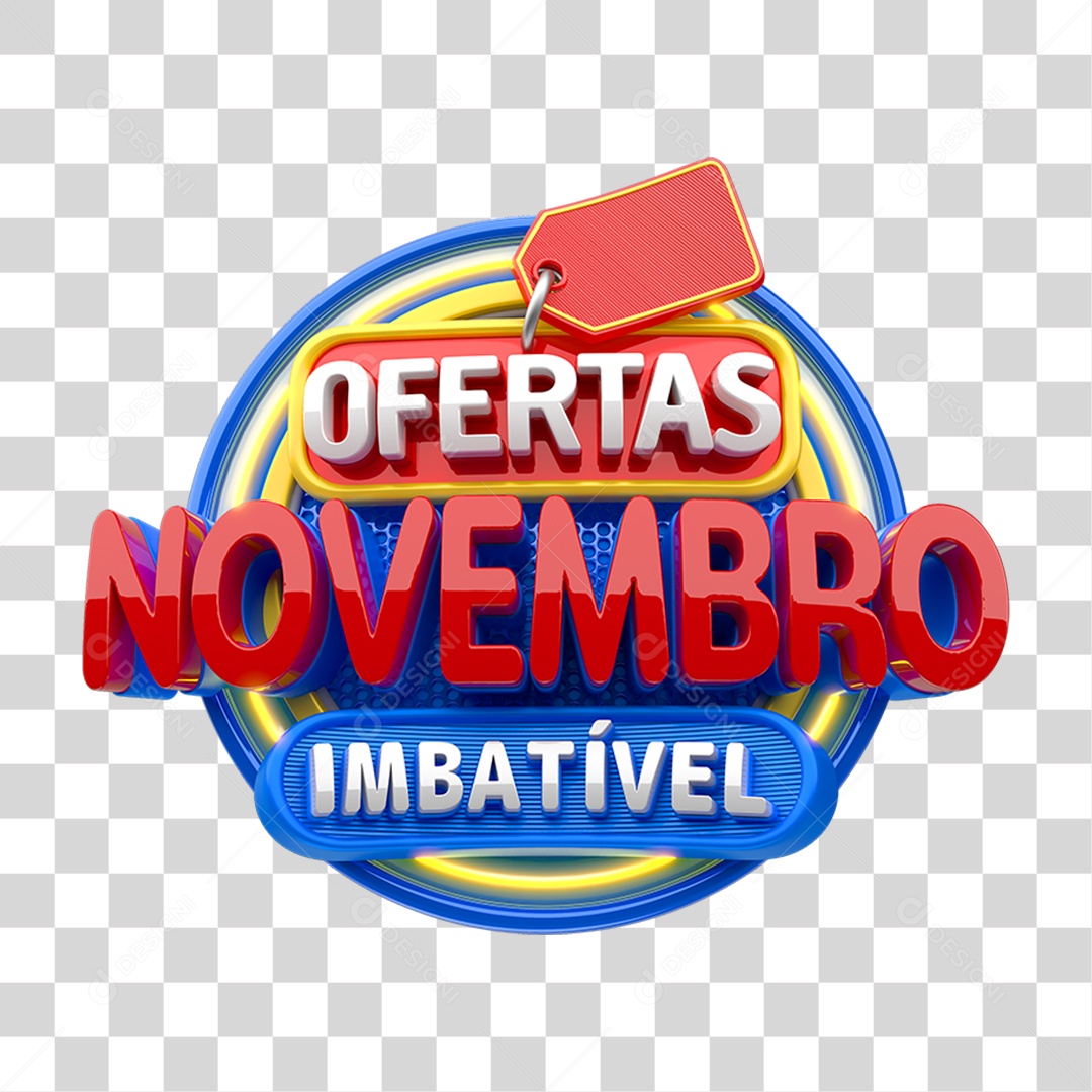 Selo 3D Ofertas Novembro Imbatível PNG Transparente