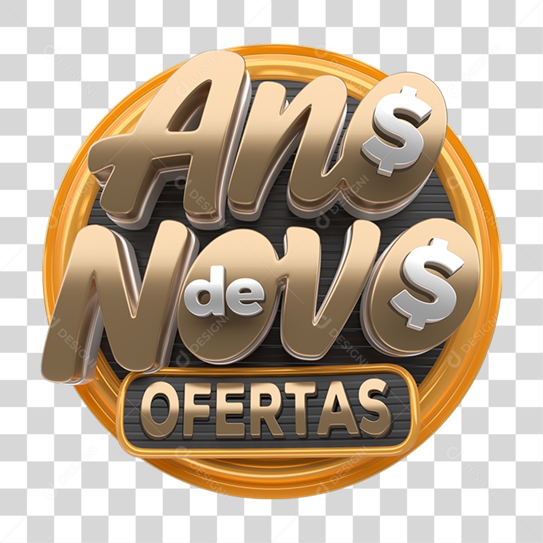 Selo 3D Ano Novo de Ofertas PNG Transparente
