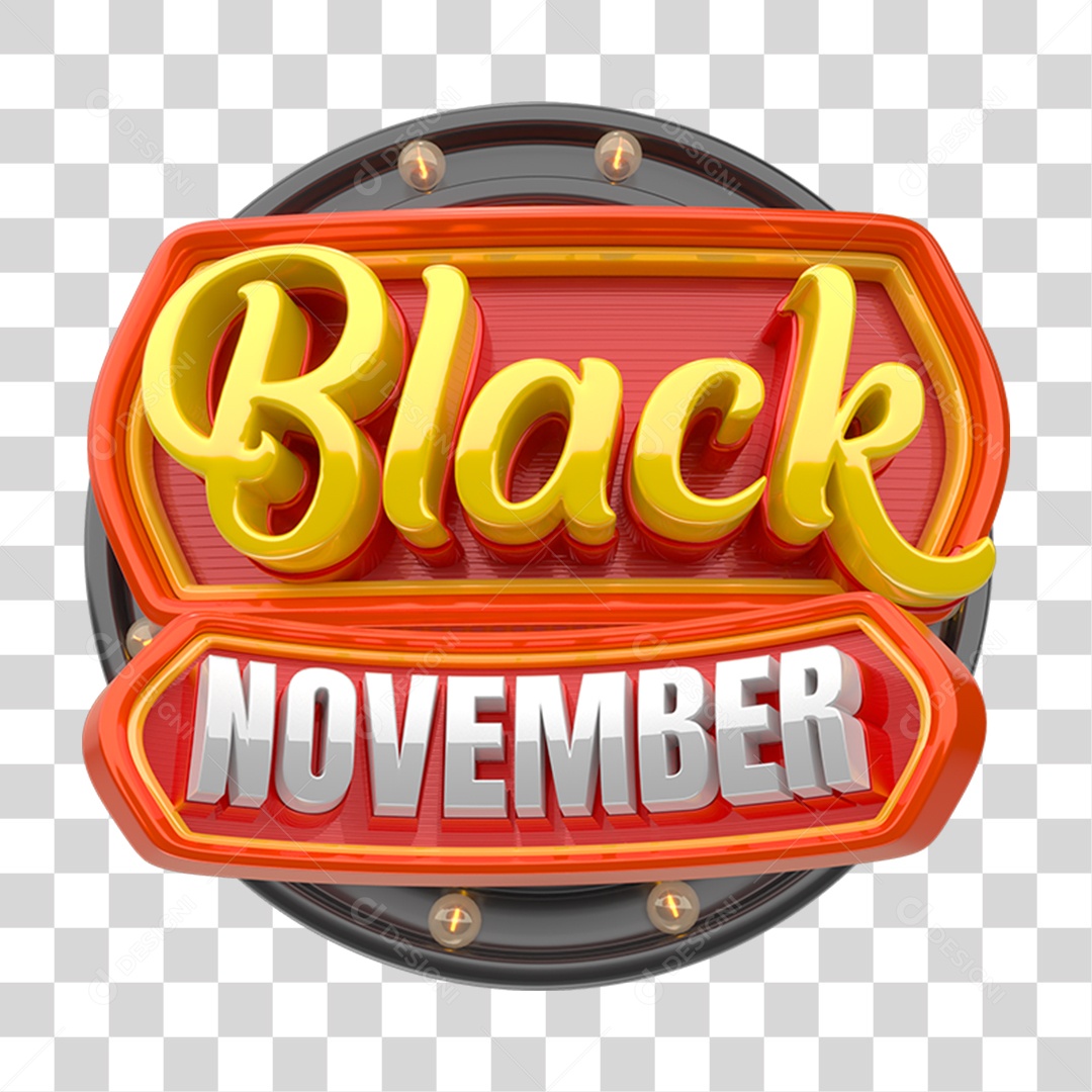 Selo 3D Black November PNG Transparente
