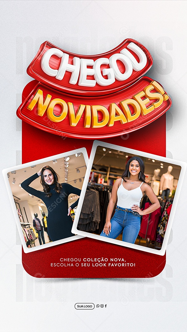 Story Chegou Novidades Loja de Roupas Social Media PSD Editável