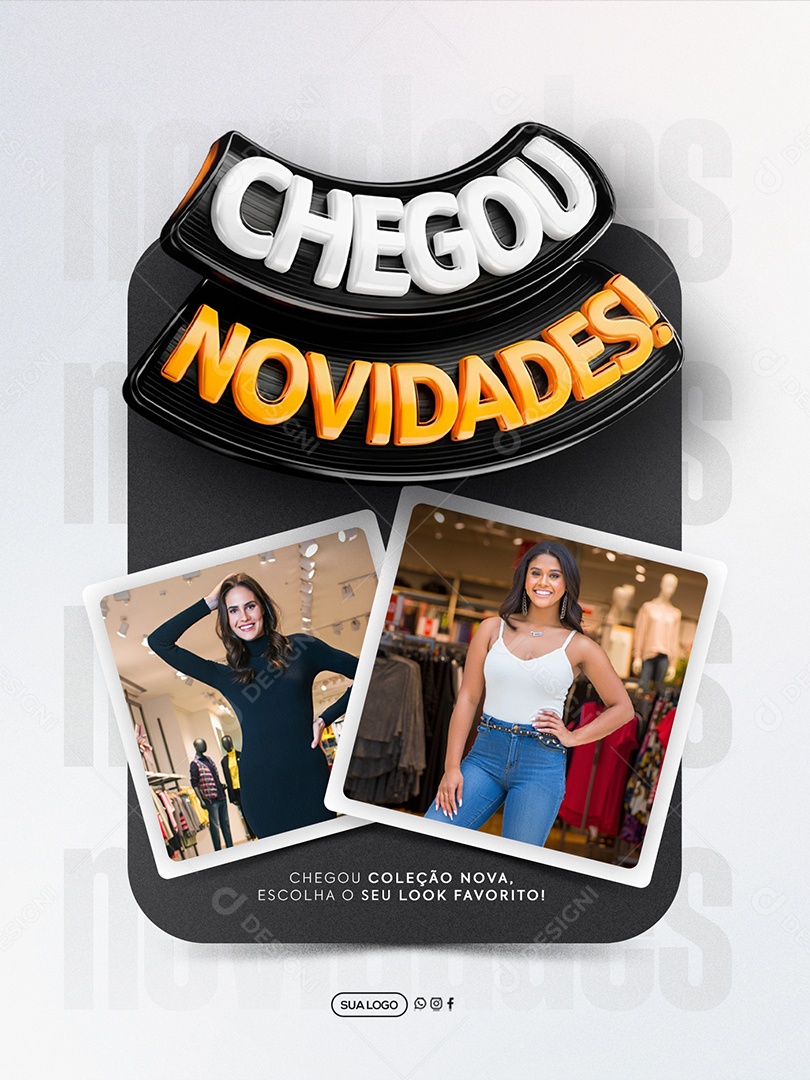 Chegou Novidades Loja de Roupas Social Media PSD Editável