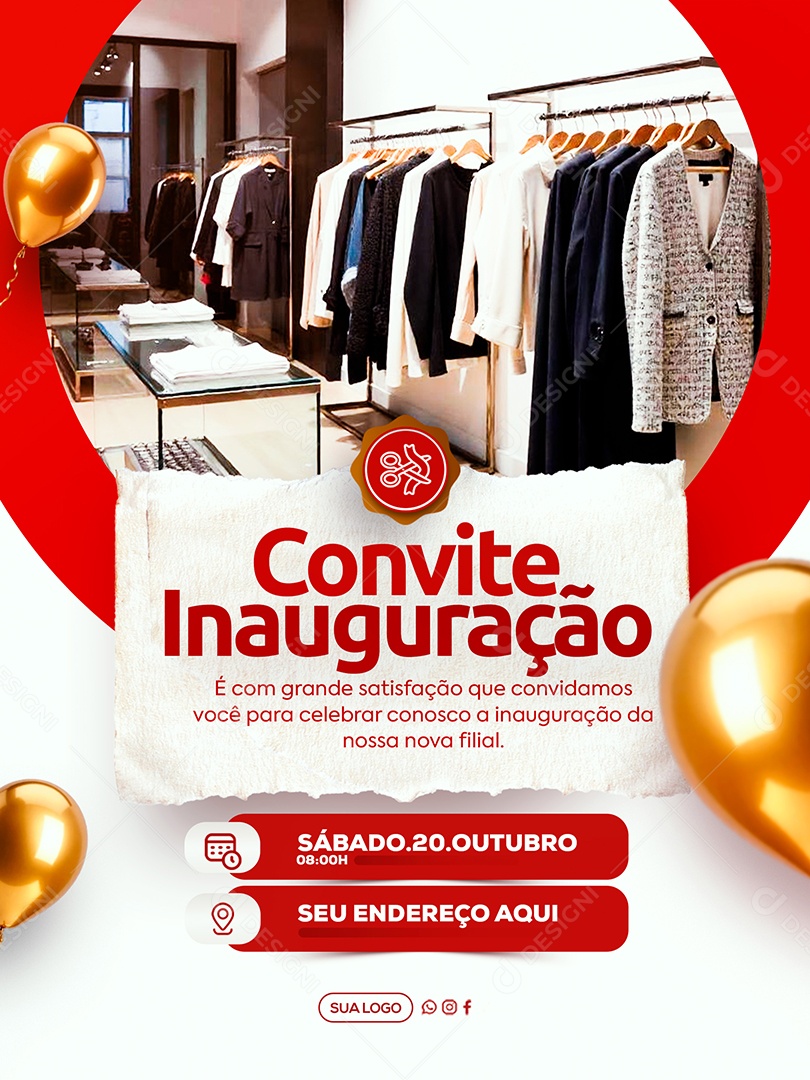 Convite de Inauguração Social Media PSD Editável