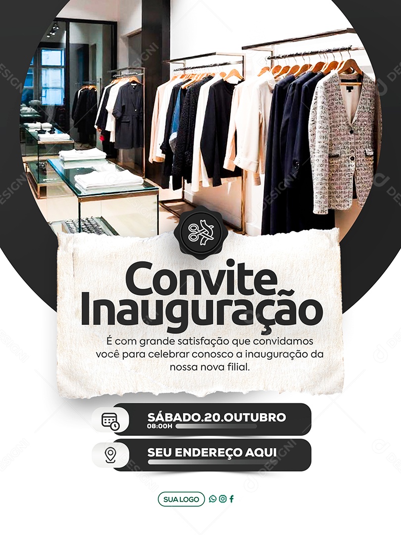 Convite de Inauguração Social Media PSD Editável