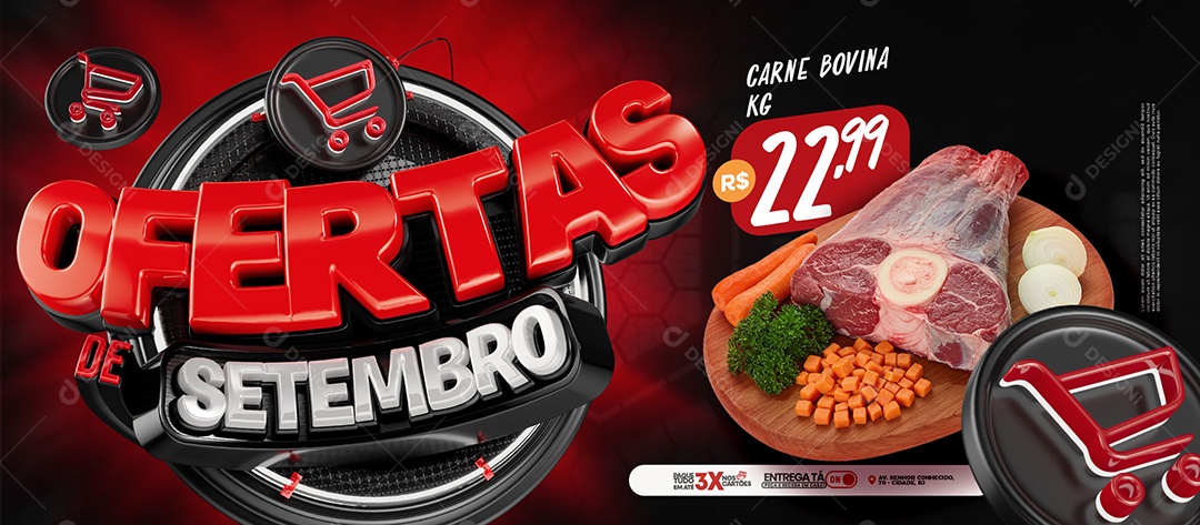 Banner Ofertas de Setembro Açougue Social Media PSD Editável
