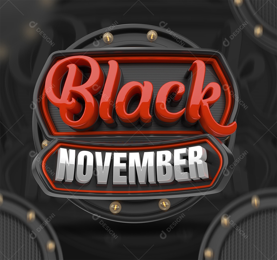 Black November Selo 3D para Composição PSD
