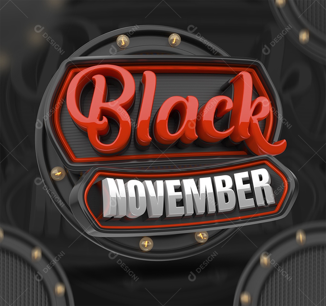 Black November Selo 3D para Composição PSD