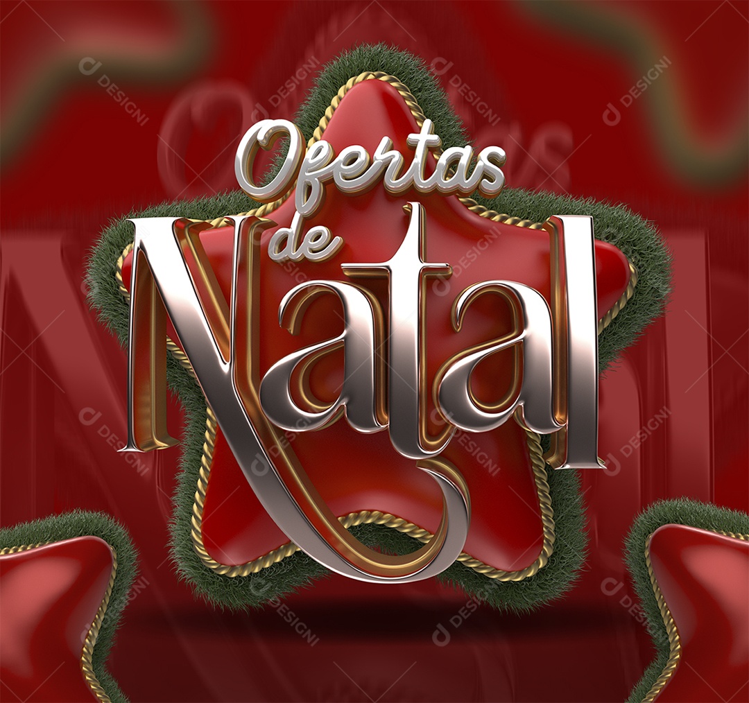 Ofertas de Natal Selo 3D Prata para Composição PSD