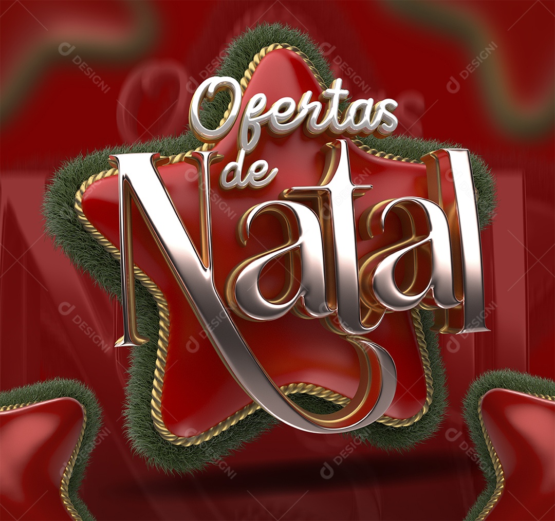 Ofertas de Natal Selo 3D Prata para Composição PSD