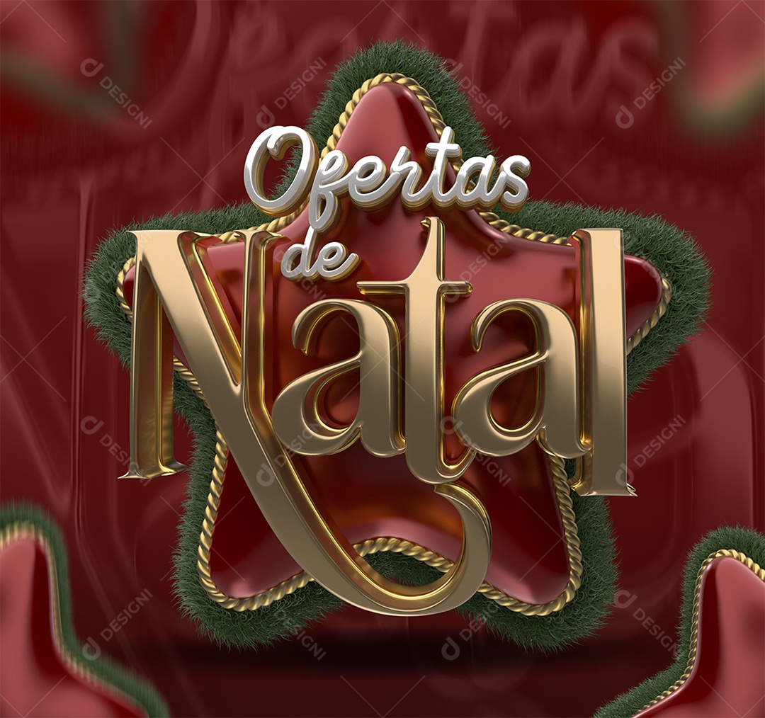Ofertas de Natal Selo 3D Dourado para Composição PSD