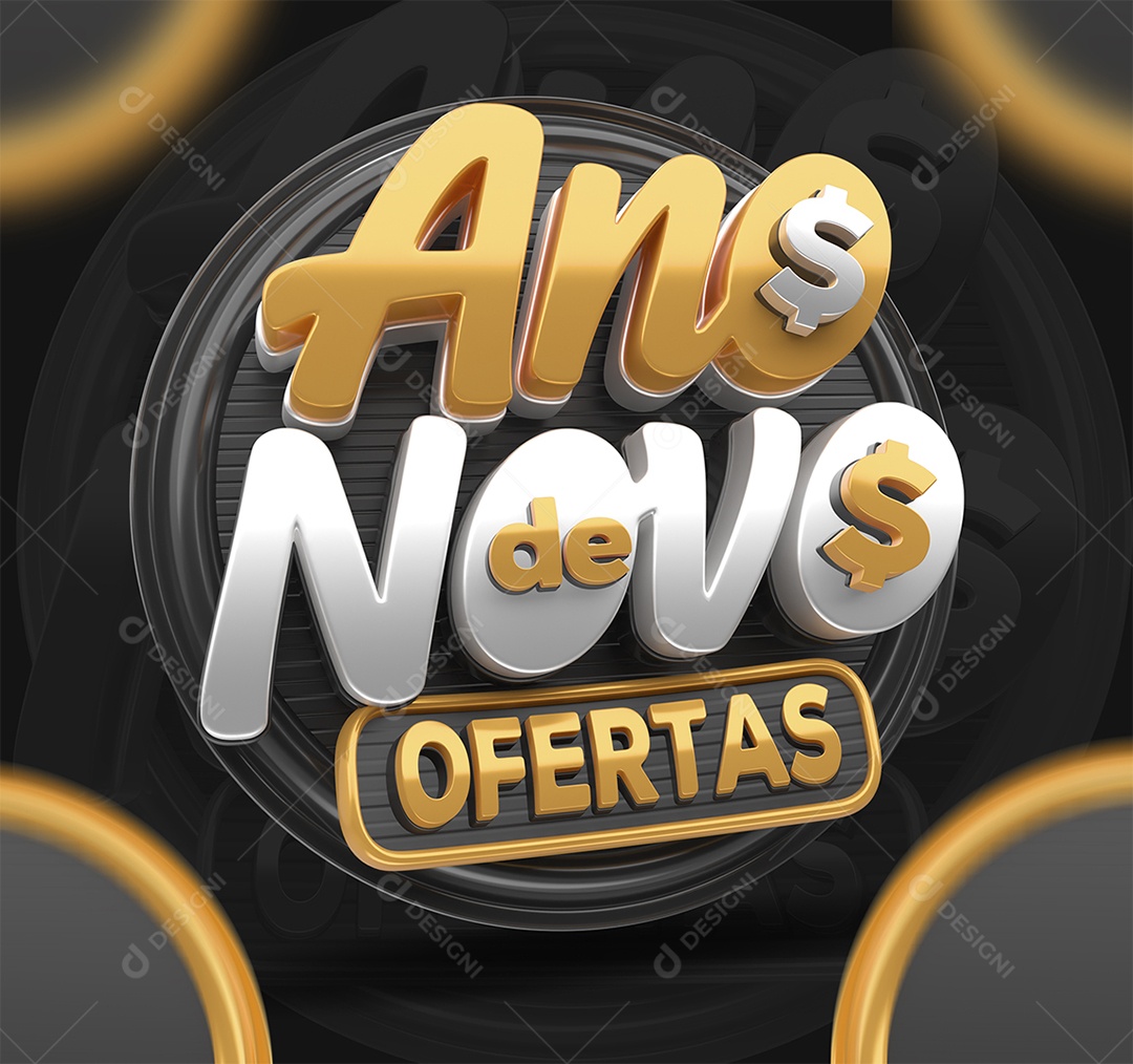 Ano Novo de Ofertas Selo 3D para Composição PSD