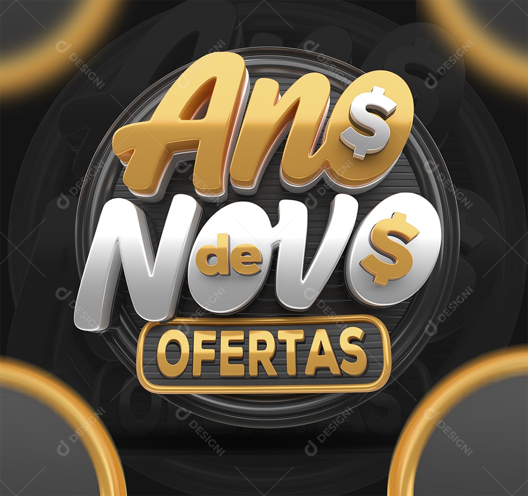 Ano Novo de Ofertas Selo 3D para Composição PSD