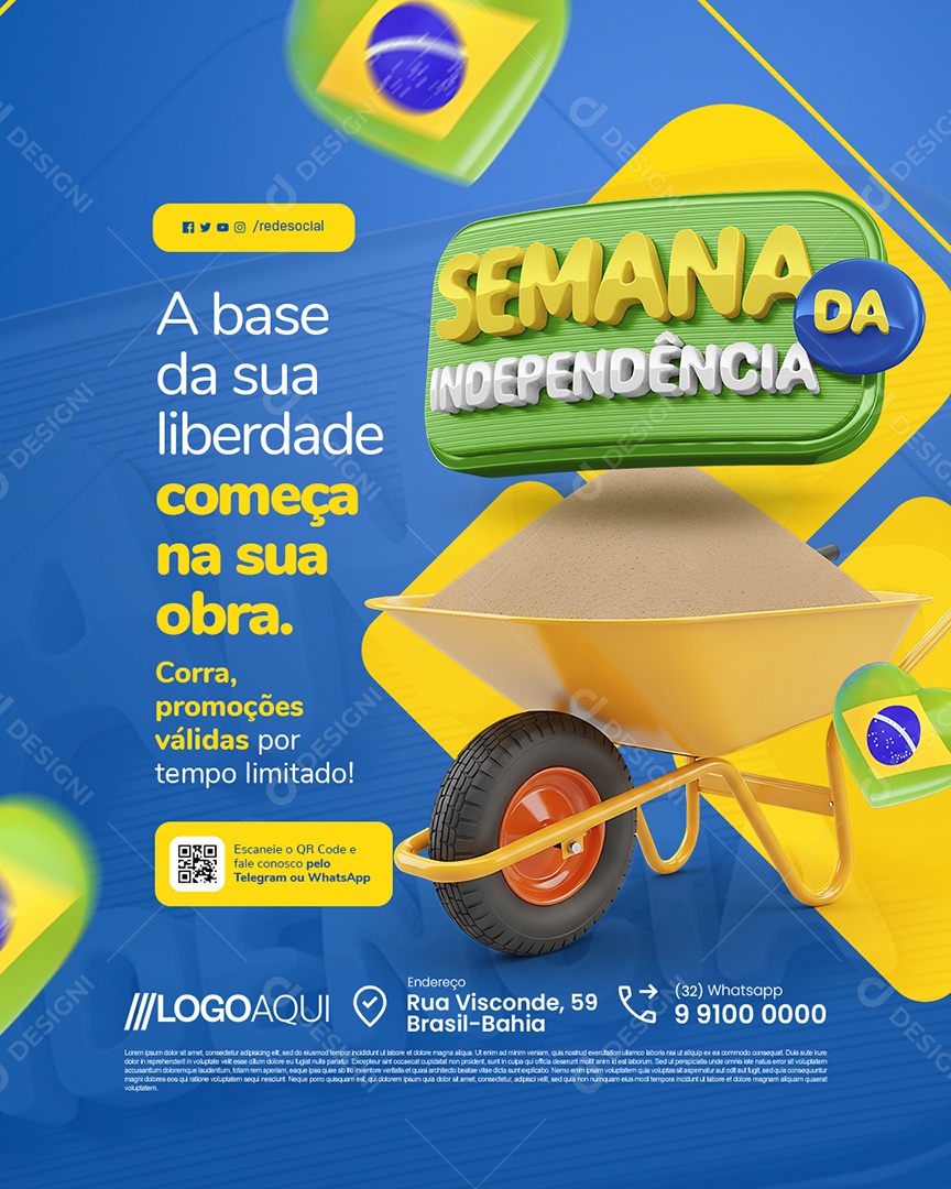 Semana da Independência Material de Construção Areia Promoções Social Media PSD Editável