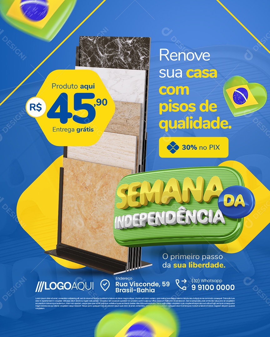 Semana da Independência Material de Construção Pisos de Qualidade Social Media PSD Editável