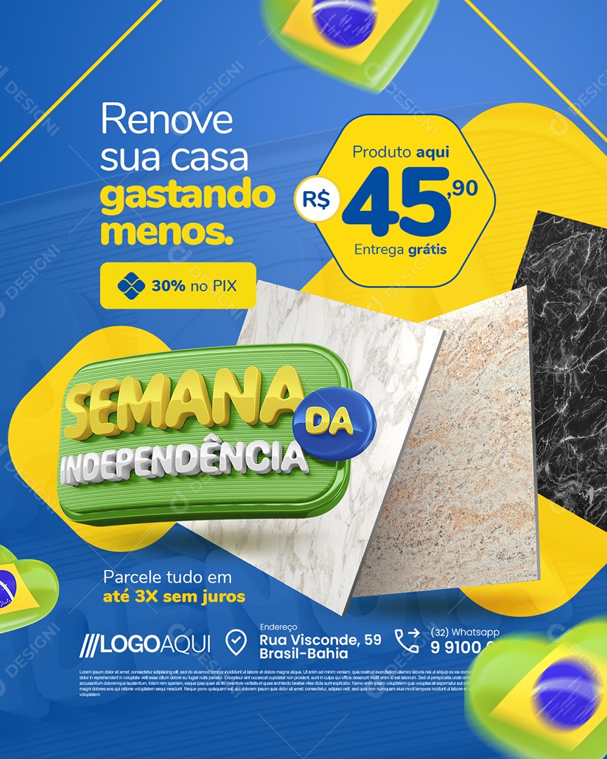 Semana da Independência Material de Construção Pisos Renove sua Casa Social Media PSD Edi´tavel