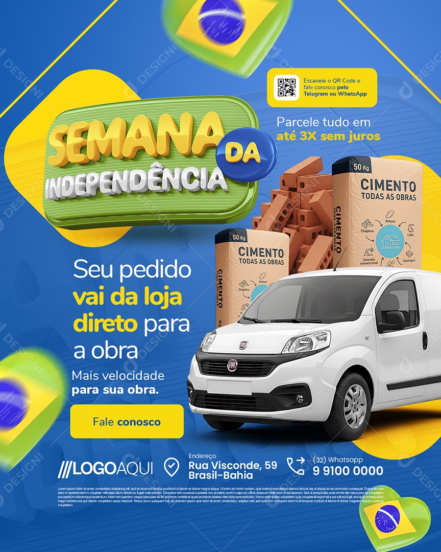 Semana da Independência Material de Construção Cimentos e Tijolos Social Media PSD Editável