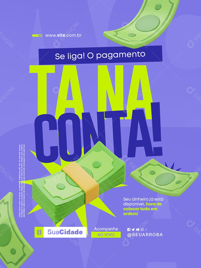 Prefeitura Se Liga o Pagamento Tá na Conta Social Media PSD Editável