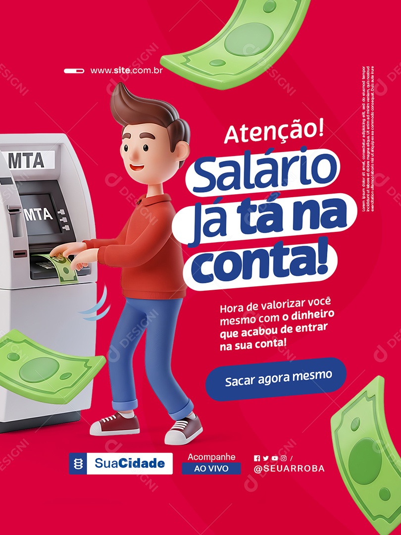 Prefeitura Atenção Salário Já Tá na Conta Social Media PSD Editável