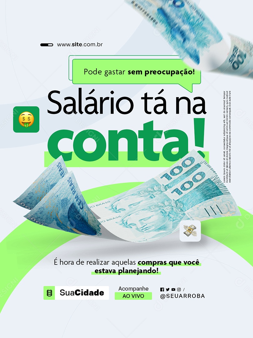 Prefeitura Salário Tá na Conta Pode Gastar Sem Preocupação Social Media PSD Editável