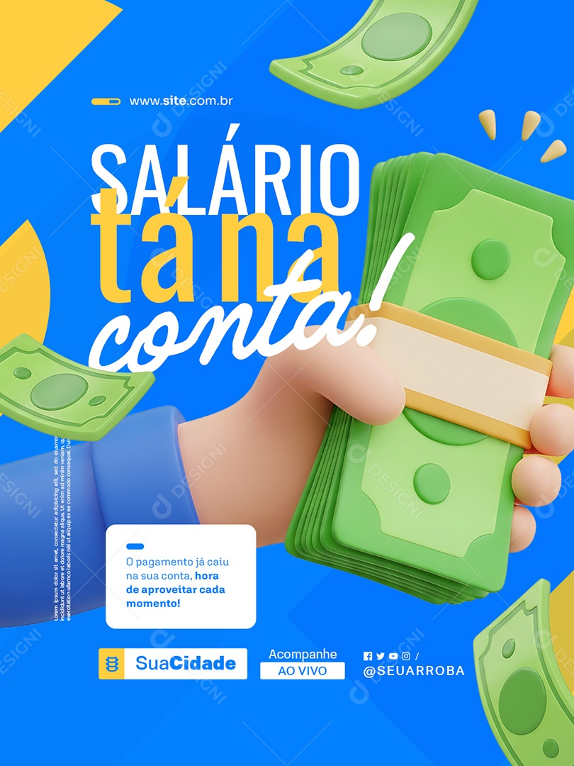 Prefeitura Pagamento Salário Tá na Conta Social Media PSD Editável