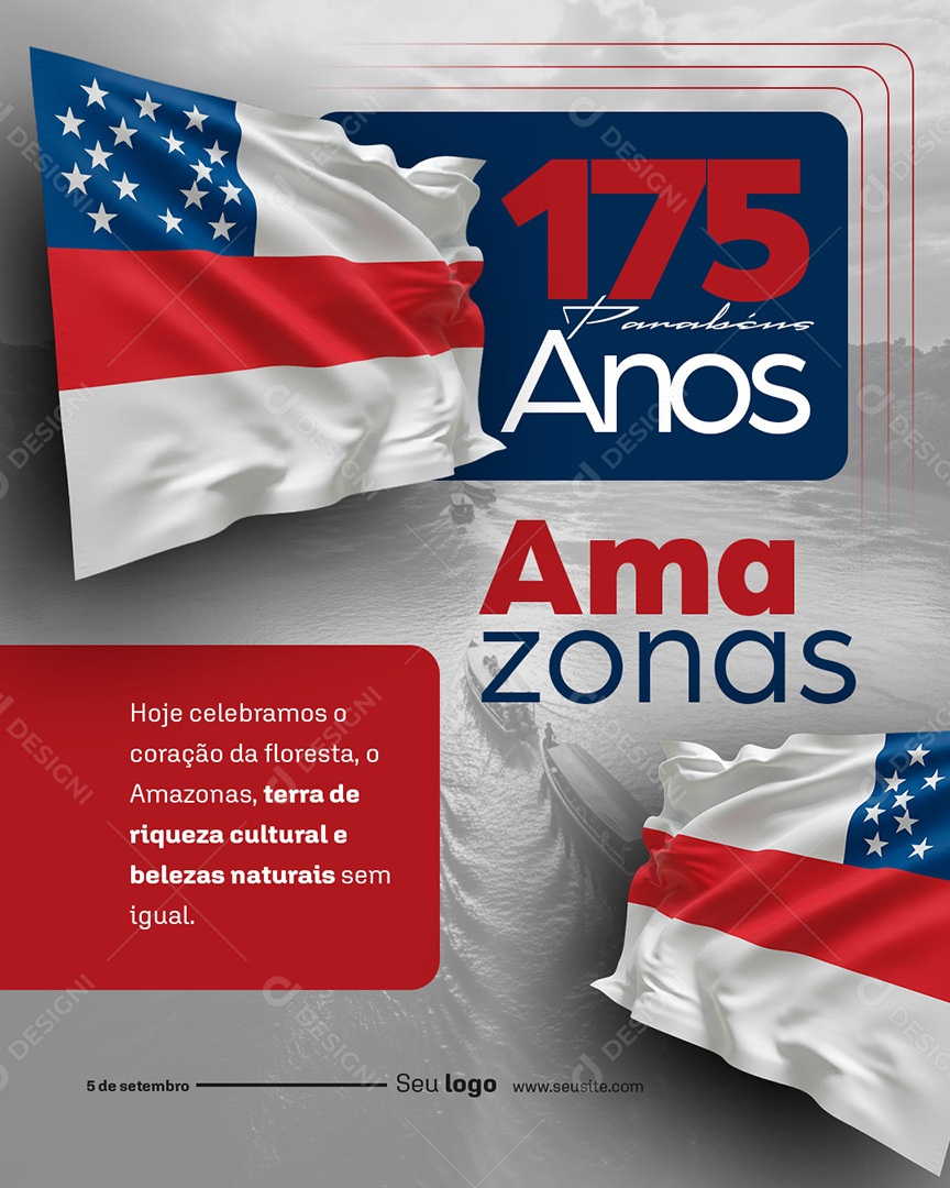 Post Aniversário do Amazonas 175 Anos Social Media PSD Editável
