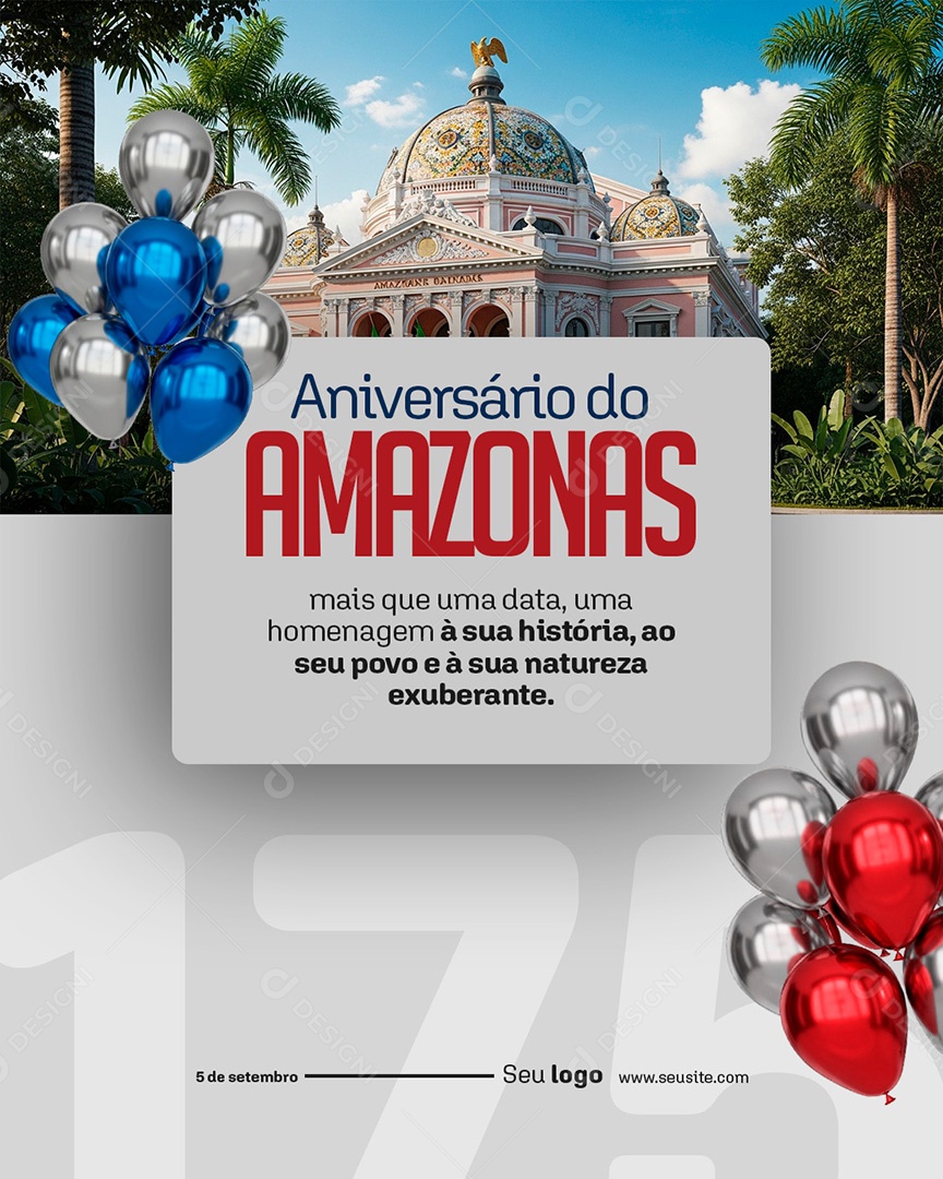 Post Aniversário do Amazonas Mais que uma Data Social Media PSD Editável