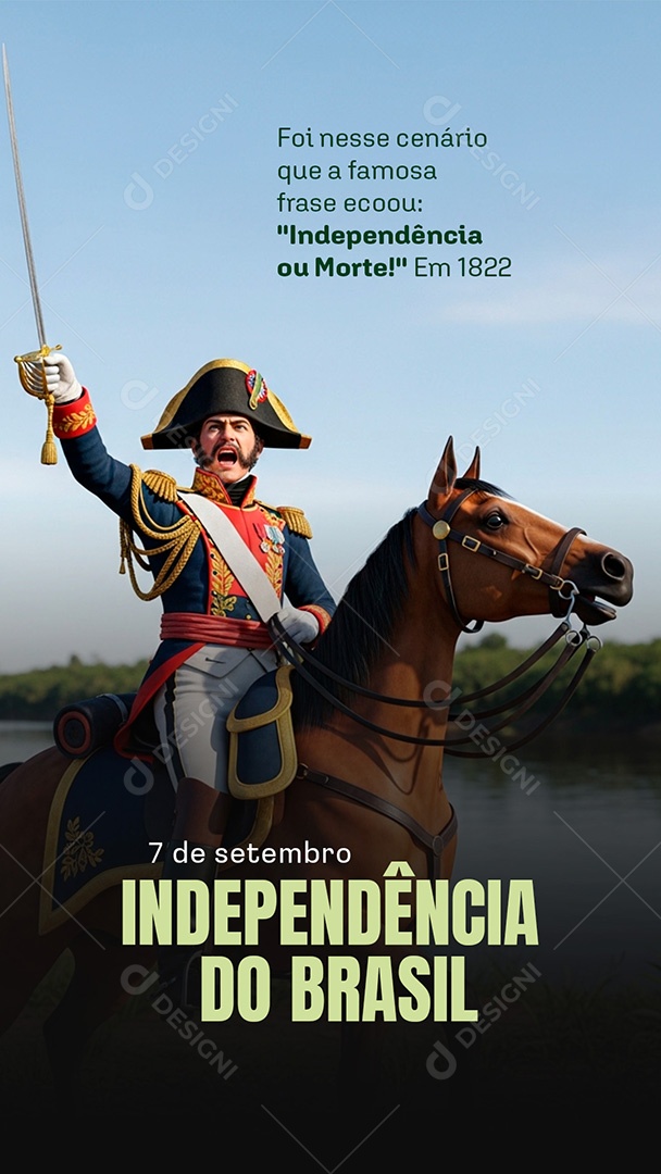 Post Dia 7 de Setembro Independência do Brasil Story Social Media PSD Editável
