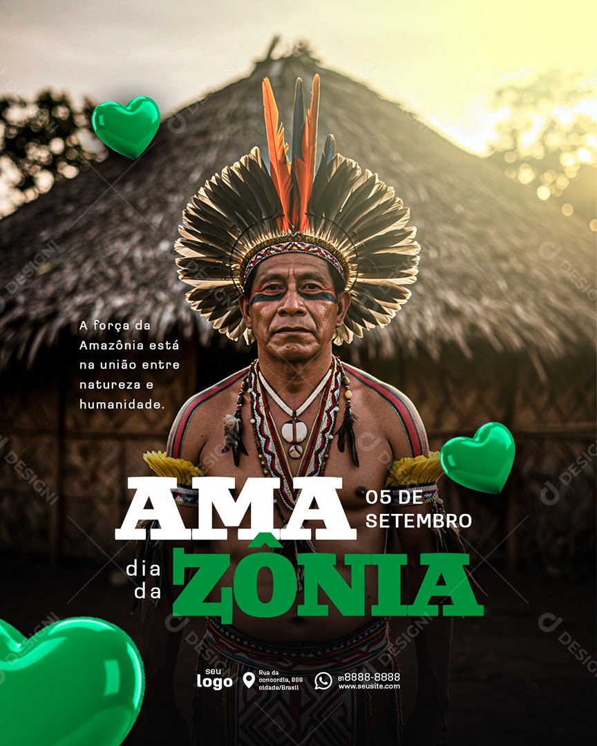 Post Dia da Amazônia A Força da Amazônia Social Media PSD Editável