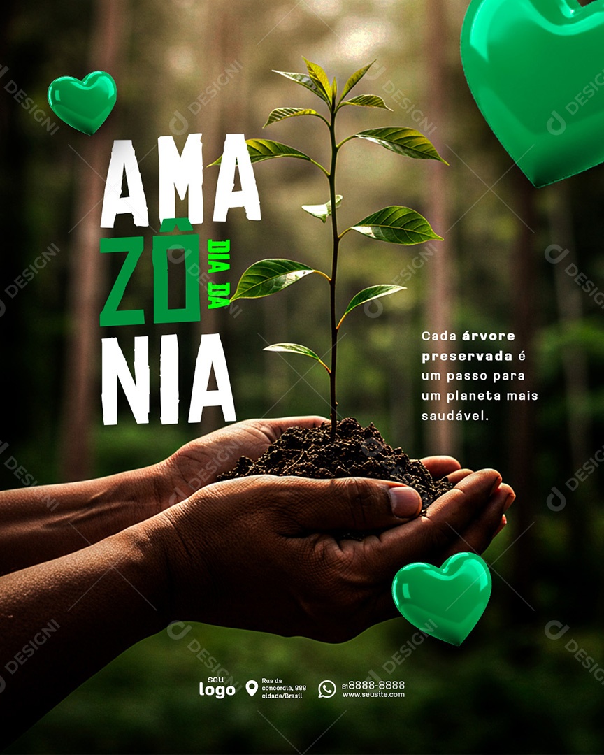 Post Dia da Amazônia Cada Árvore Preservada Social Media PSD Editável