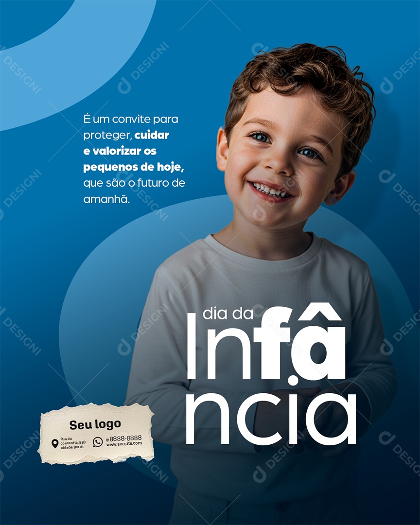 Post Dia da Infância é um Convite para Proteger Social Media PSD Editável