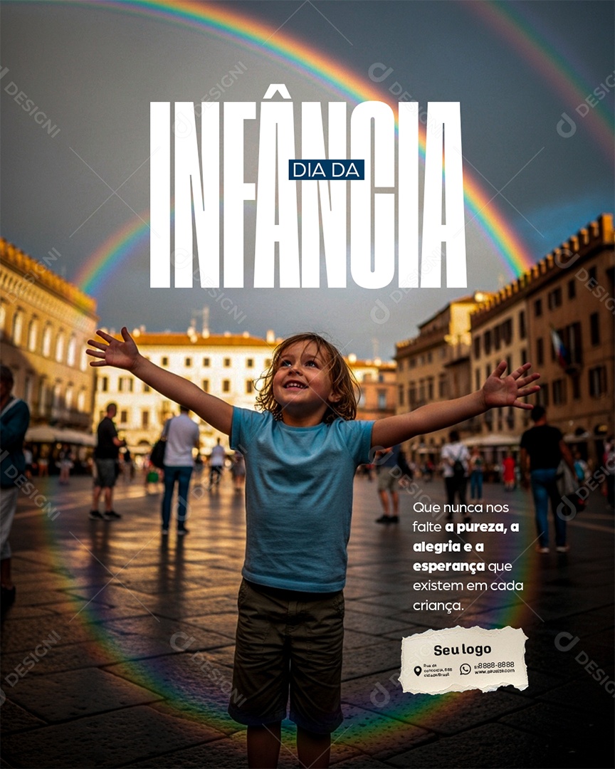 Post Dia da Infância que nunca nos Falte a Pureza Social Media PSD Editável