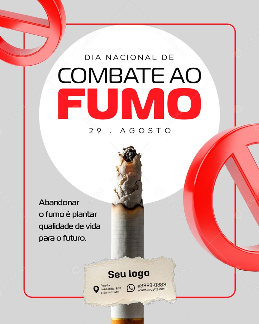 Post Dia do Combate ao Fumo Abondonar o Fumo é Plantar Qualidade Social Media PSD Editável