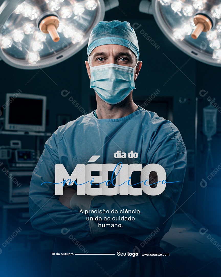 Post Dia do Médico a Precisão da Ciência Social Media PSD Editável