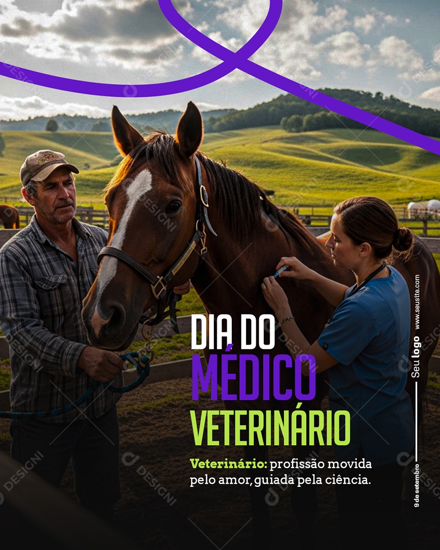 Post Dia do Médico Veterinário  Profissão Movida Pelo Amor Social Media PSD Editável